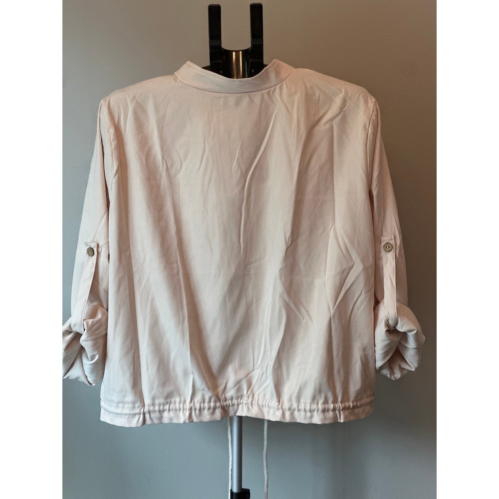 SHEIN Utility Jacket Women 3XL Beige Lightweight Cargo Roll Tab Zip Front - Picture 2 of 6